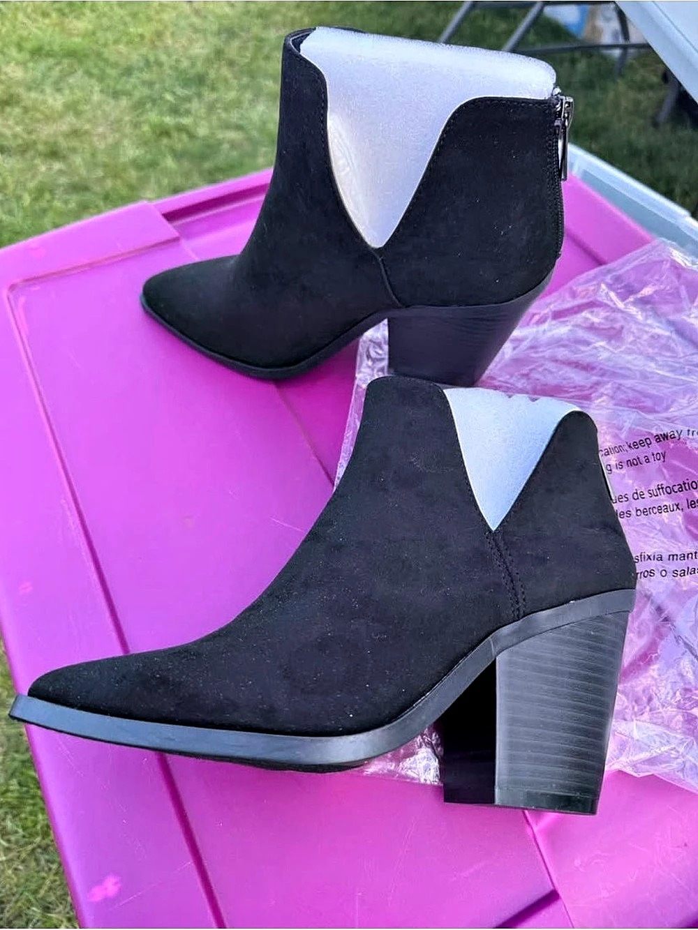 Bamboo Black Pointed Toe wedge Heeled Ankle Boots never worn size 8